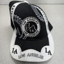 Los Angeles Hat Black White Baseball Cap Adjustable Embroidered LA Logo Souvenir