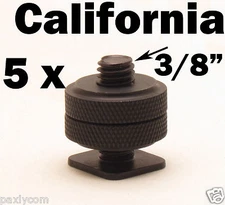 Lot of 5 x Pro 3/8" Tripod Mount Screw Light Flash Camera Hot Cold Shoe Adapter
