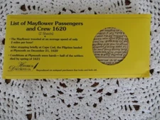 Reproduction List of Mayflower Passengers and Crew 1620 2 Sheets