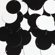 Sequin Round 30mm Black and White Duo Two Sided Opaque. Made in USA