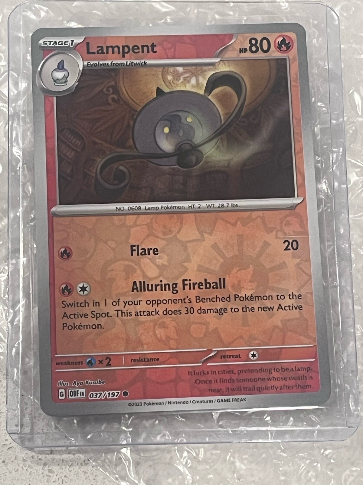 NM Obsidian Flames Lampent Reverse Holo 037/197 Pokemon TCG Card