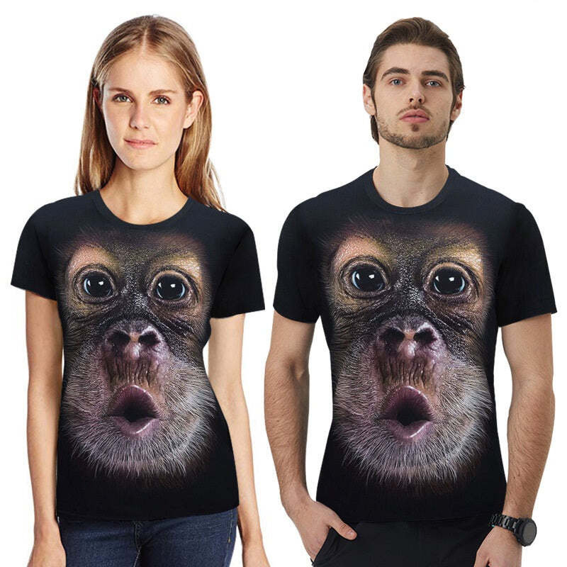 Digital Print Round Neck Casual Short Sleeve Women's Top