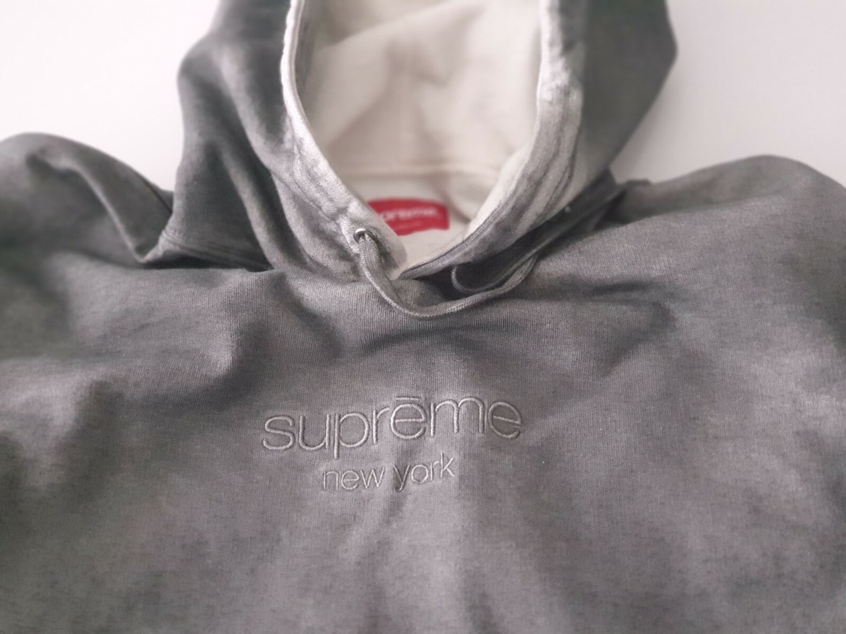 Supreme Spray Hooded Sweatshirt White Grey L Hoodie Pulli NEU 