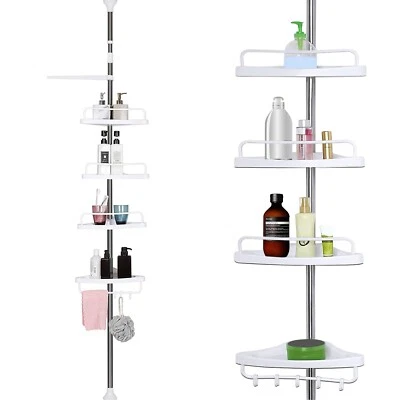 4 Tier Telescopic Bathroom Wall Corner Shelf Rack Shower Caddy Storage Organizer