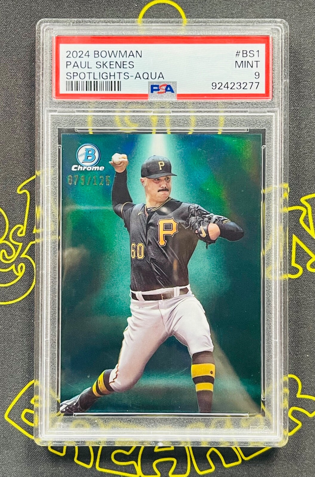 2024 TOPPS BOWMAN - PAUL SKENES - SPOTLIGHTS - SP- AQUA /125 - #BS-1 - PSA 9