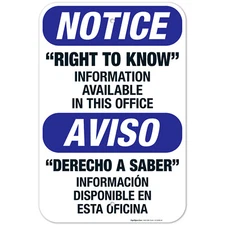 Right To Know Information Available Upon Request Bilingual Sign OSHA Notice Sign