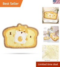 Shaggy Non-Slip Bath Mat in Fun Shiba Inu Theme   18x26 for Cozy Bathrooms