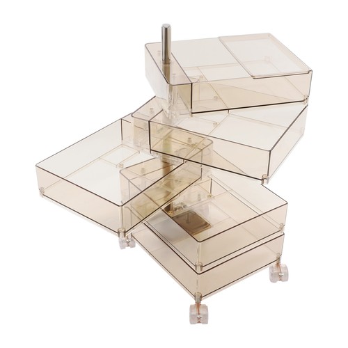 360° Rotating Storage Cabinet, Bedside Cabinet With 5 Tiers, Clear Khaki - Picture 9 of 15