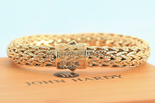 $47,000 John Hardy 18K Gold Original Pave Diamond 10.5mm Classic Chain Bracelet - Picture 1 of 14