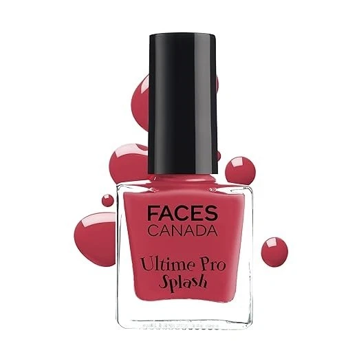 FACES CANADA Ultime Pro Splash Nail Enamel - Cherry Red 110 (8ml) | Quick Drying