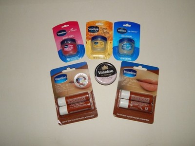 8 Vaseline Lip Balms - Creme Brulee - Rosy Lips - Pink Bubbly - Cocoa Butter