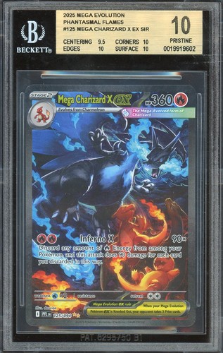 Pokemon TCG ME Phantasmal Flames #125 Mega Charizard X ex SIR BGS 10 PRISTINE
