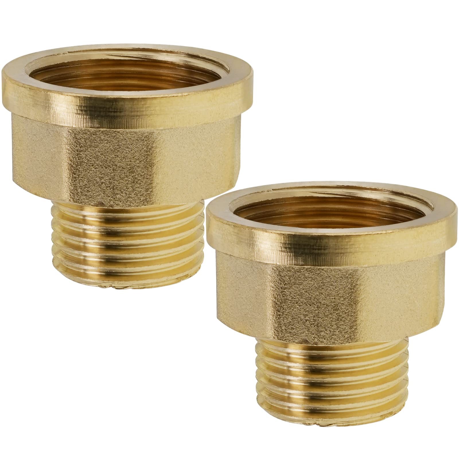 BERANMEY 2 Pack Brass Pipe Fittings, 1/2" to Male x 3/4" Female, Gold