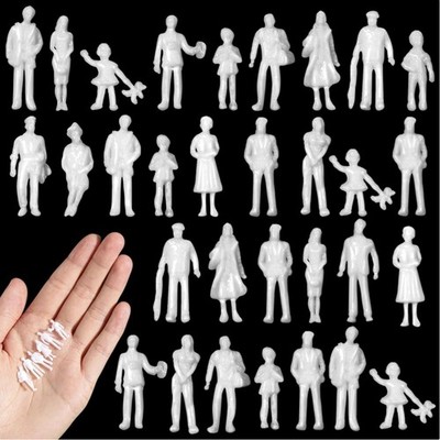 30 Miniature Figures for Model Making, Scale 1:100, Standing and Sitting Mini...