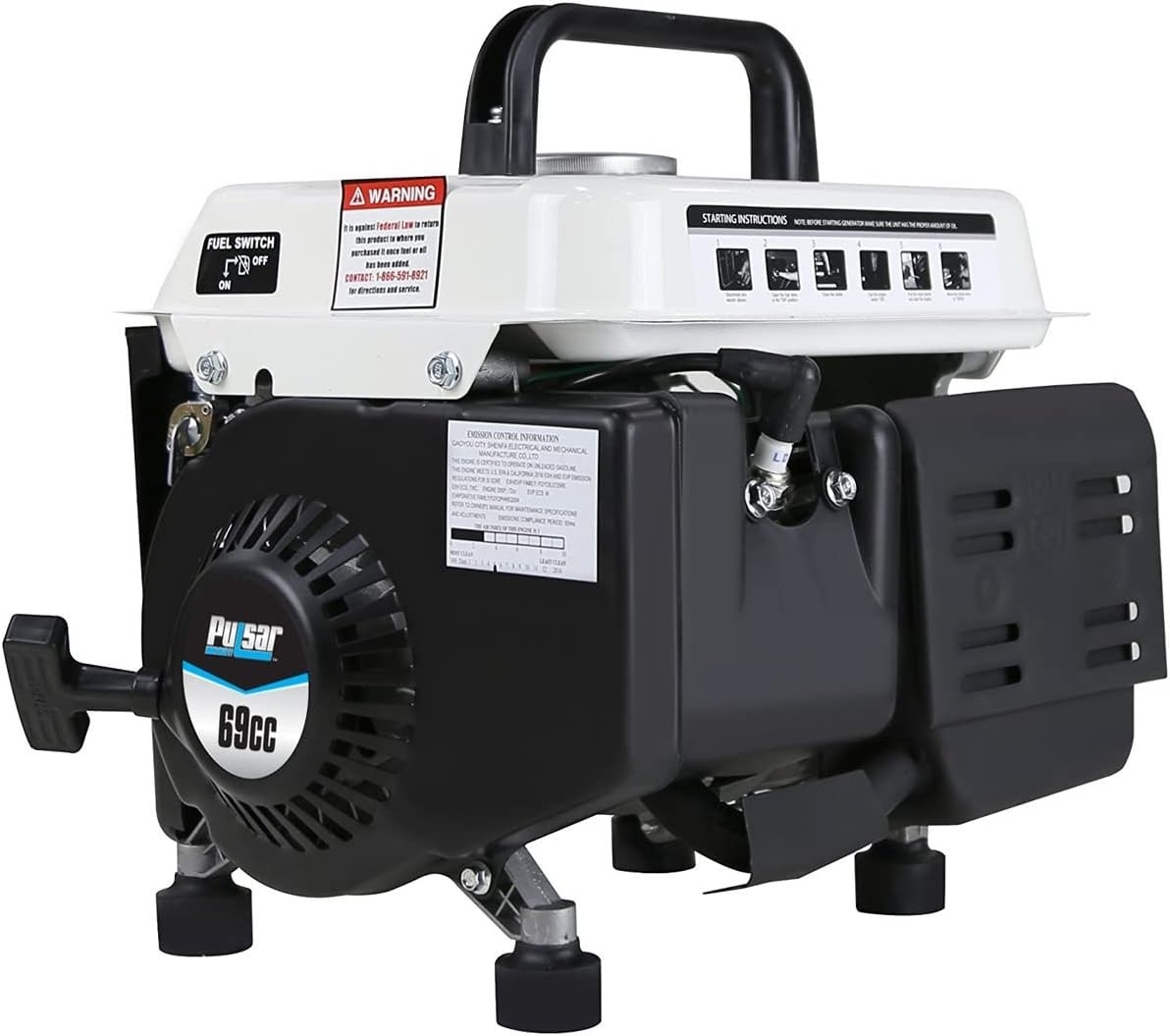 Durable 1,200W Portable Generator: Compact Design with Recoil Start Feature