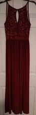 Morgan Co Womens Formal Gown, Sz 9/10, Burgundy, Key Hole Front, Tie Halter