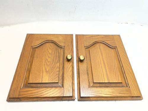 Vintage Small Oak Raised Kitchen Cabinet Doors  14 x 10 x 1 - Lot of 2 
