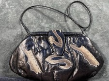 Vintage Genuine Leather Snake Skin Applique Shoulder Clutch Bag Philippines