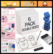 6 Pack Mini Dry Erase Boards, Double Sided Lined Whiteboards for Kids Classroo