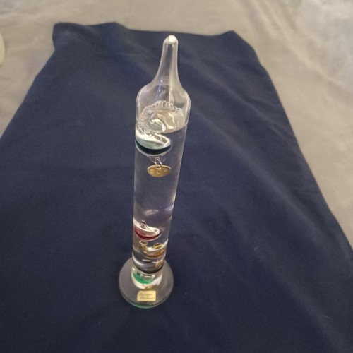 12" Tall Germany Thuringer Glaskunst Galileo Free Standing Glass Thermometer