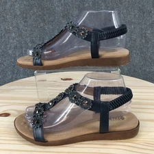 Patrizia by Spring Step Sandals Womens 39 Talitha Ankle Strap Blue Studded Flats