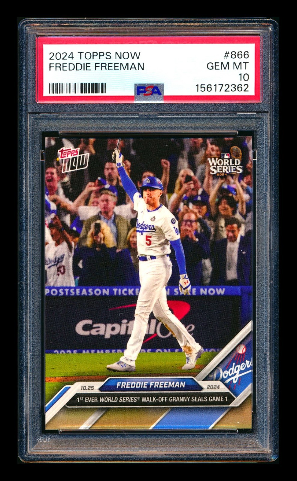 2024 TOPPS NOW 866 FREDDIE FREEMAN 1ST EVER WORLD SERIES WALK-OFF DODGERS PSA 10