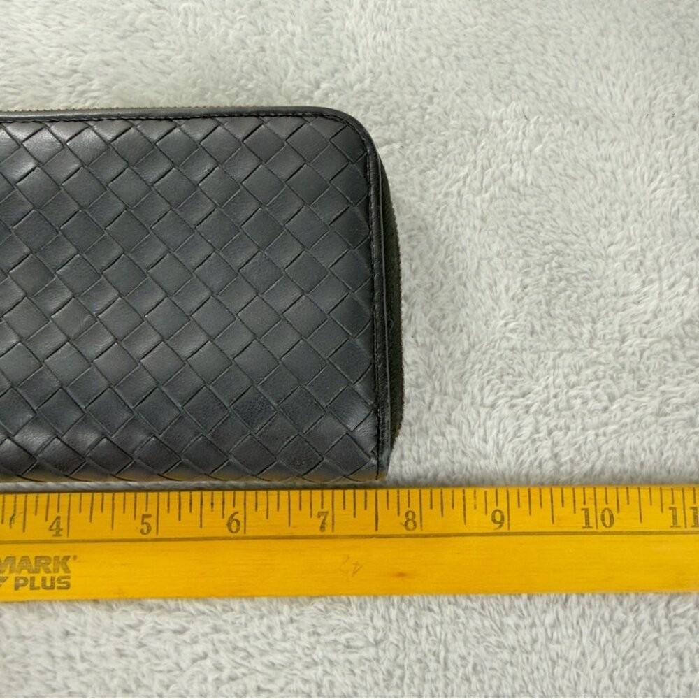 Bottega Veneta Intrecciato Lambskin Zip Around Long Black Wallet Made in Italy thumbnail 6