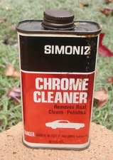 Vintage Simoniz Chrome Cleaner Can 8oz Empty 1967 Car Graphic
