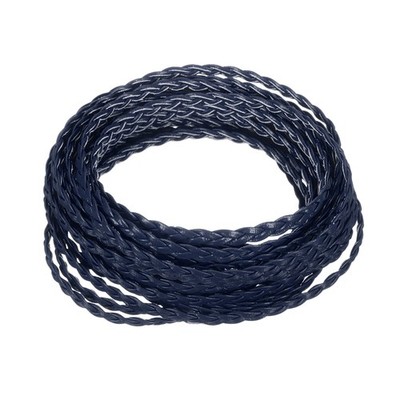 Geflochtene Lederschnur, 5,5 Yard 5 mm flach handgefertigter Lederfaden, dunkelblau
