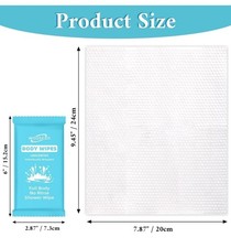 300 Pcs Ultra Thick Soft Large Body Wipes Individually Wrapped 7 x 11,Sho...