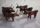 Playmobil Vintage 6pc Longhorn Bull/Cow Red Brown Solid Speckled Farm Western