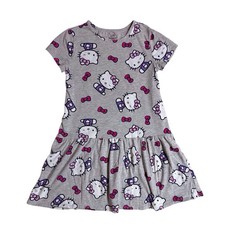 Hello Kitty all-over print gathered ruffle drop-waist design dress girls L/10-12