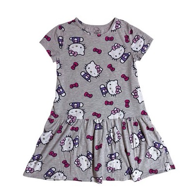 Hello Kitty all-over print gathered ruffle drop-waist design dress girls L/10-12