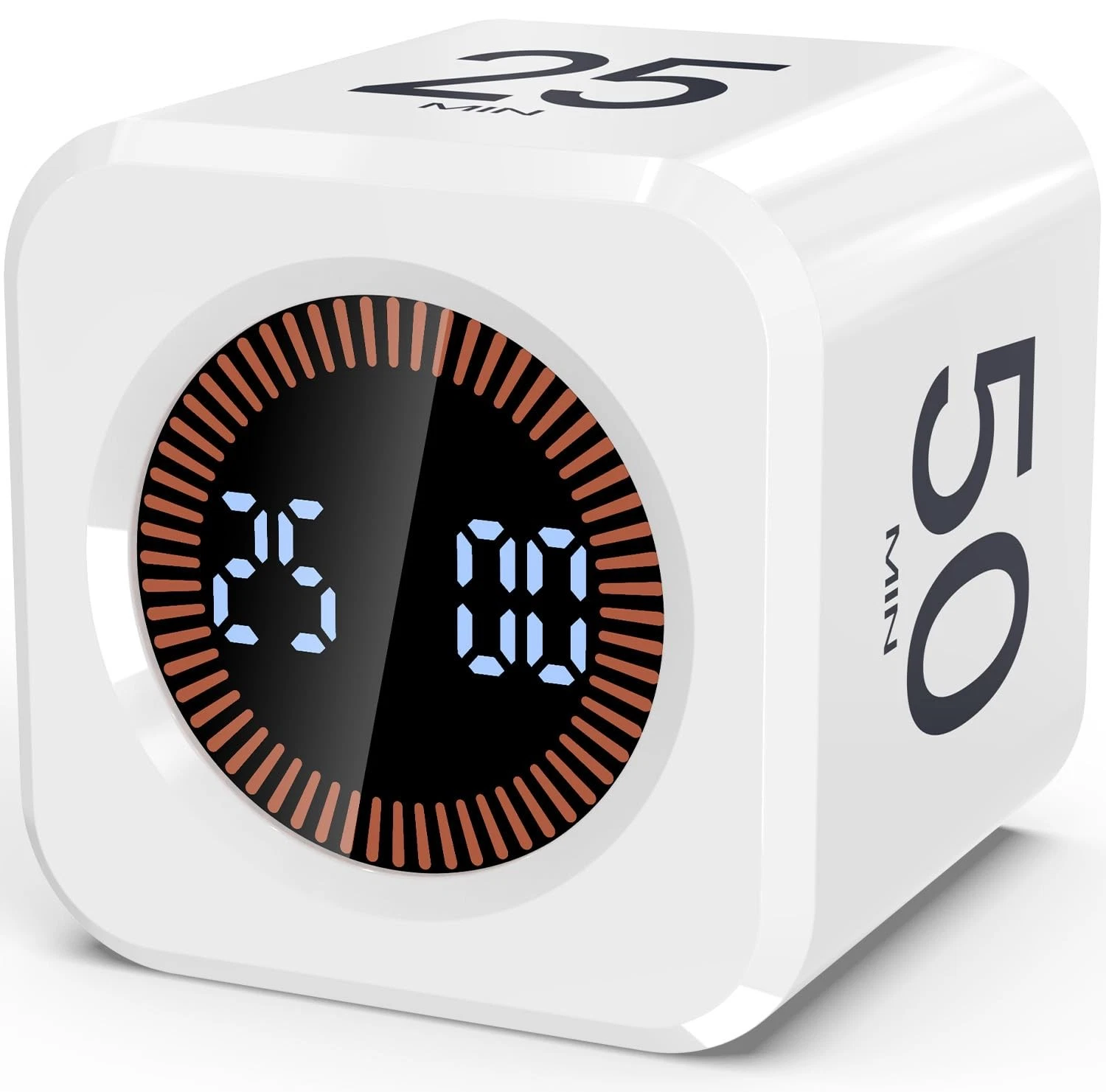 COWVTUJ Digital Pomodoro Timer Cube 5/10/25/50min, Visual Productivity Flip T...