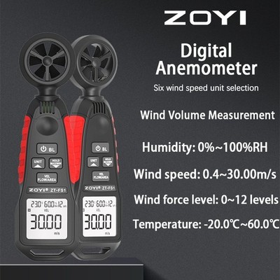 ZOYI ZT-FS1 Handheld Anemometer LCD Digital Wind Meter CFM High Precision