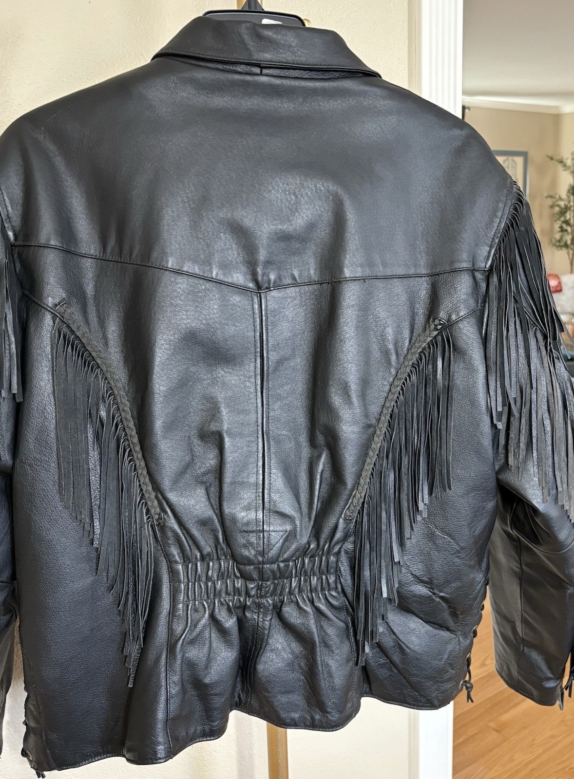 USA Bikers Dream Apparel size XXXL Women Black Leather Fringe Biker Jacket