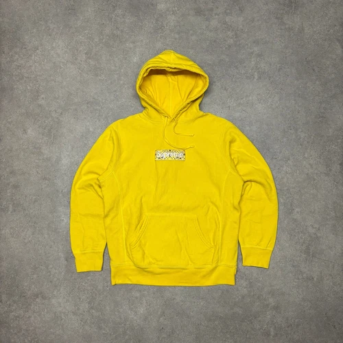 Pull à capuche logo boîte bandana jaune suprême 2019 (M)