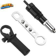 Car Pop Rivet Gun Adapter, Vehicle Cordless Riveter Drill Kit | with 4 Nail Head