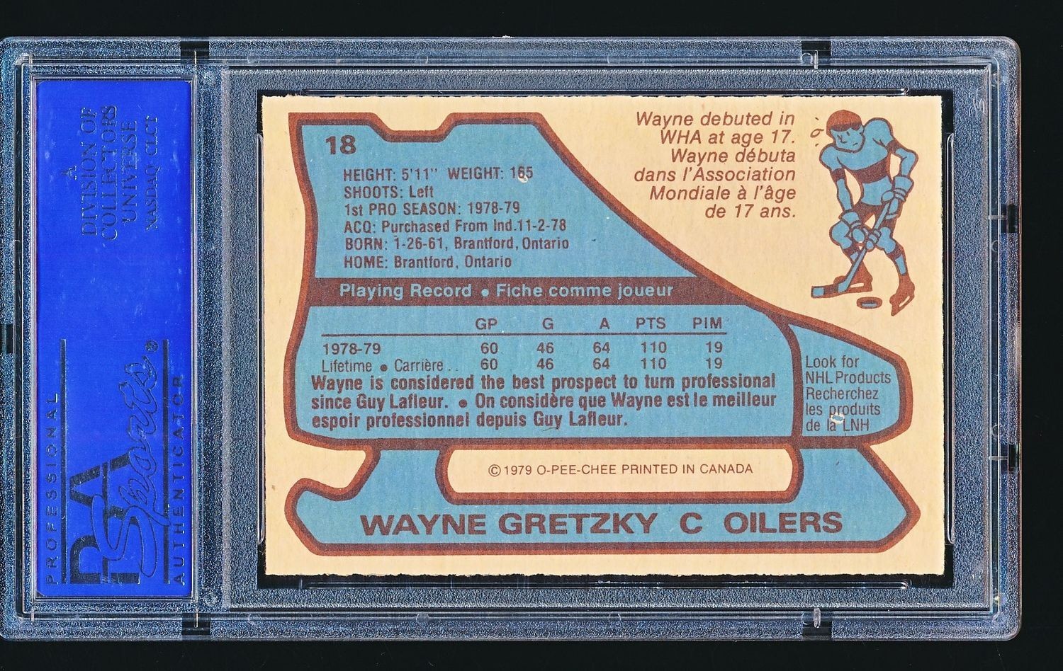 1979 OPC O-Pee-Chee WAYNE GRETZKY Rookie #18 PSA 8 view 2