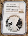 2018-W American Silver Eagle NGC Brown Label PF 69 Ultra Cameo