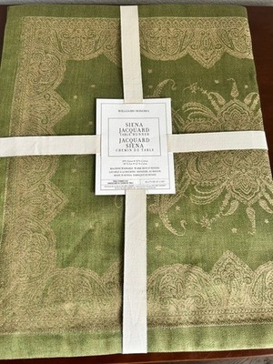 Williams-Sonoma SIENA JACQUARD Table Runner 18 x 108 Basil Green NWT Holiday