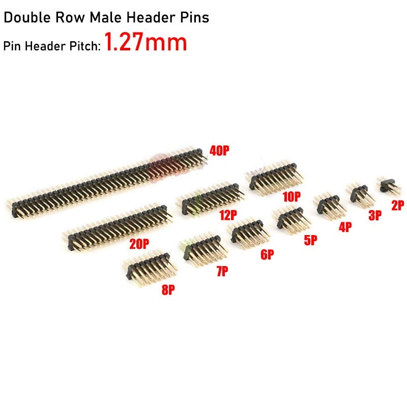 Double Row Connector 1.27mm Pitch 2P-40P PCB Male / Female Pin Header Single / - Image 3 of 4