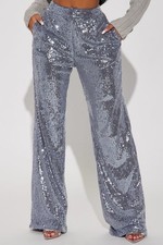 A Sweeter Place Sequin Trouser - Charcoal size M