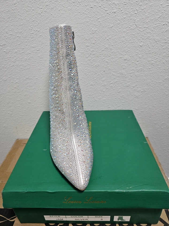 Lauren Lorraine(Nordstrom) - JAM, Silver Rhinestone Boots, Women's Size 6 - Image 2 of 4