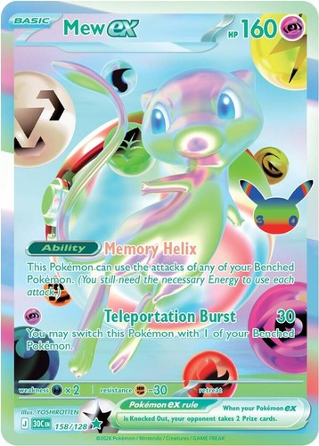 Mew ex 158/128 Hyper Rare Futuristic Pokemon 30th Celebration NM Pack Fresh