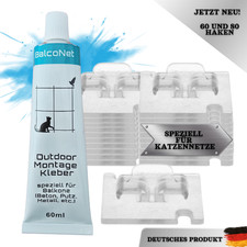Klebehaken mit Montagekleber extra stark draußen Fixierung für Katzennetz Balkon