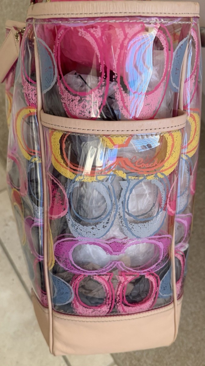 coach バッグ COACH MULTICOLOR SIGNATURE PVD CLEAR TRANSPARENT XLARGE TOTE 22513