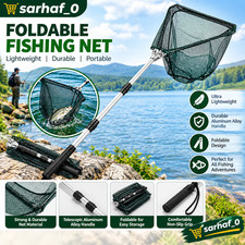 Telescopic Folding Aluminum Handle Fishing Landing Net 3 Section Extending Pole