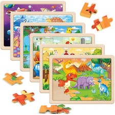 SYNARRY Wooden Puzzles for Kids Ages 4-6, 6 Packs 60 PCs Jigsaw Puzzles