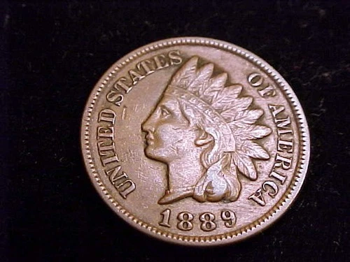1889 Indian Head Cent, Fine to nearly Very Fine Grade.